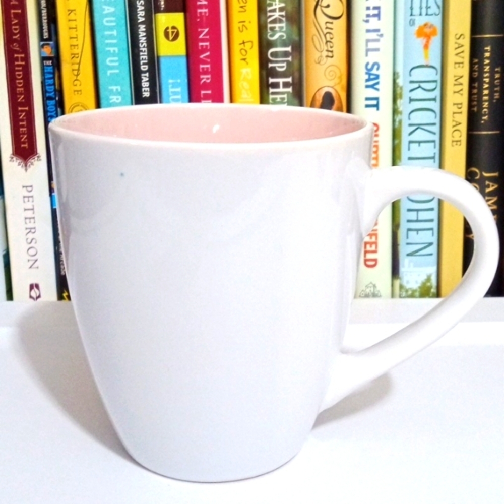 WEDDING RING "I DO" COFFEE MUG - White and Pink - 20oz. CUP - Picture 5 of 7